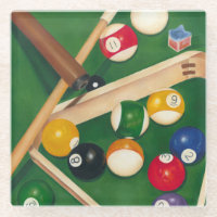 Lifelike Billiards Table with Balls and Chalk