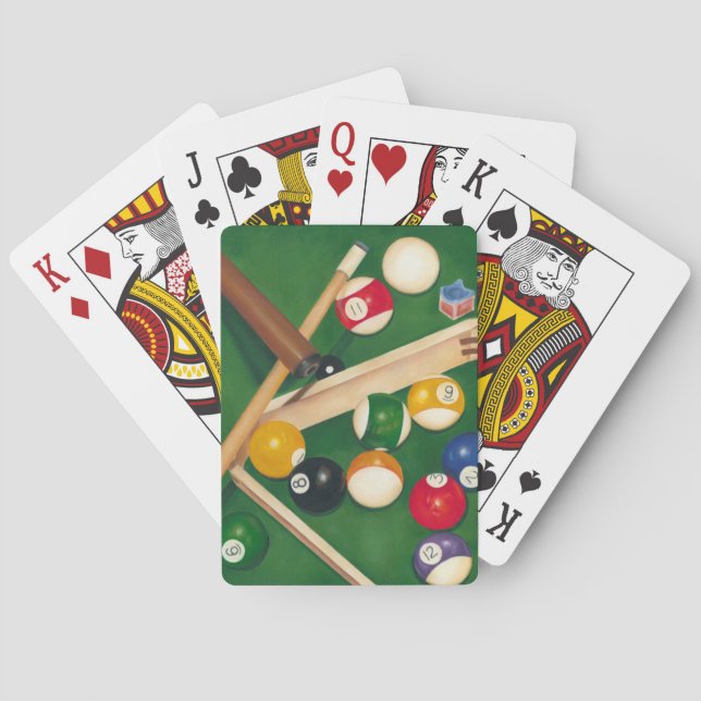 Lifelike Billiards Table with Balls and Chalk Playing Cards (Back)