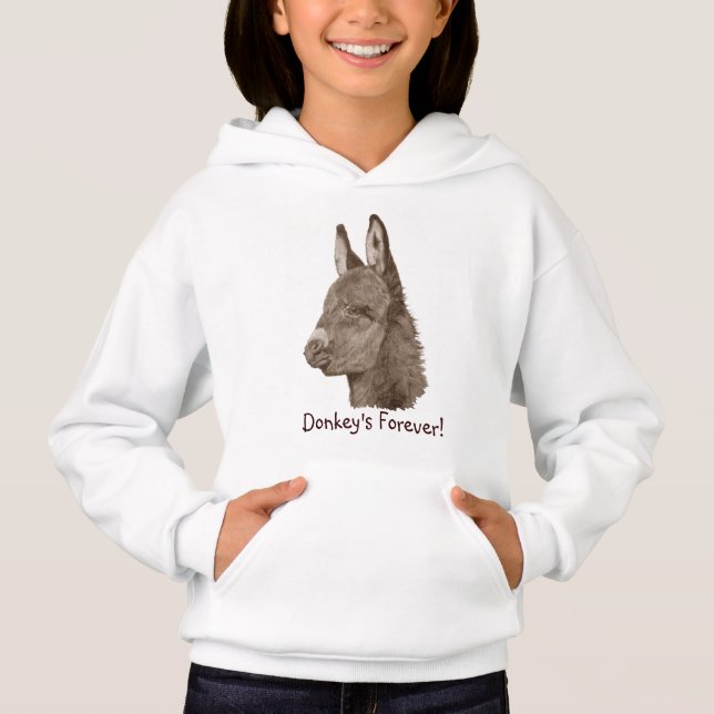 lifelike drawing art with cute donkey slogan (Front)