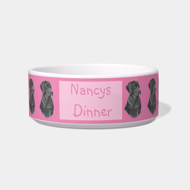 lifelike picture of cute black labrador dog bowl (Front)