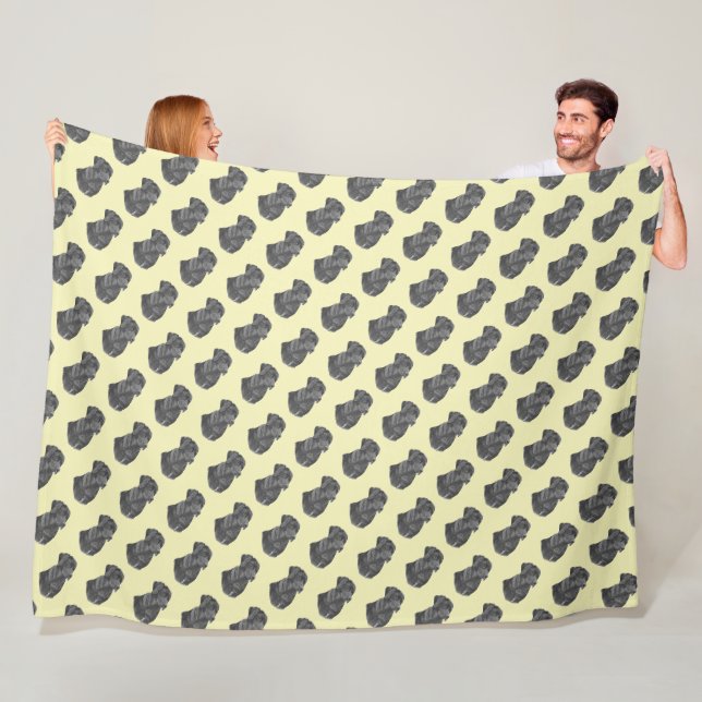 lifelike portrait painting of black labrador dog fleece blanket (In Situ)