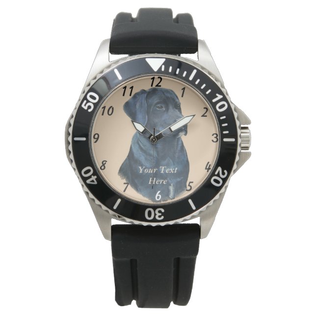 lifelike portrait picture of black labrador dog watch (Front)