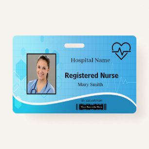 Lifeline Blue Medical Heartbeat Photo ID Badge