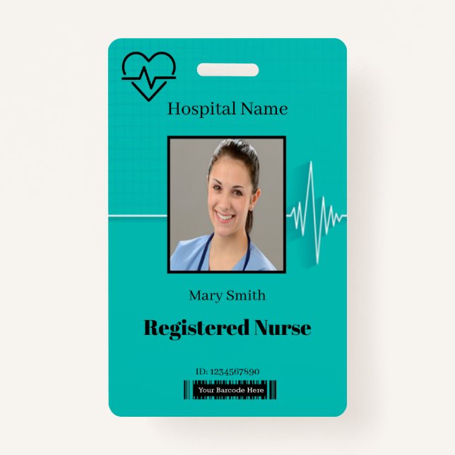 Lifeline Cardio Heartbeat Medical Photo ID Badge (Front)
