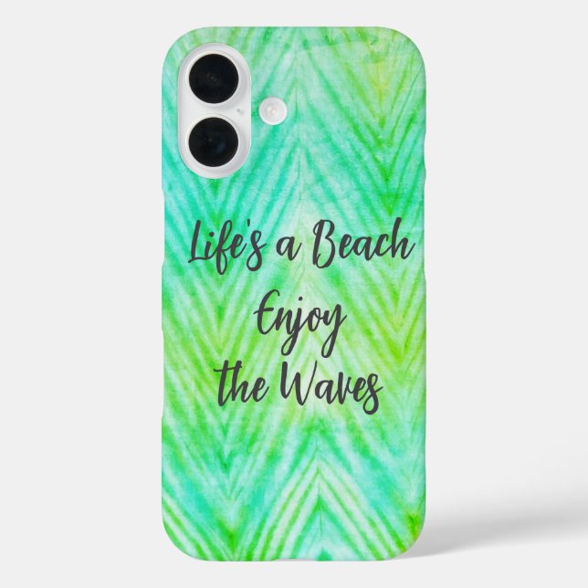 Life's a Beach Enjoy the Waves Blue Texture Quote Case-Mate iPhone Case (Back)