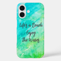 Life's a Beach Enjoy the Waves Blue Texture Quote
