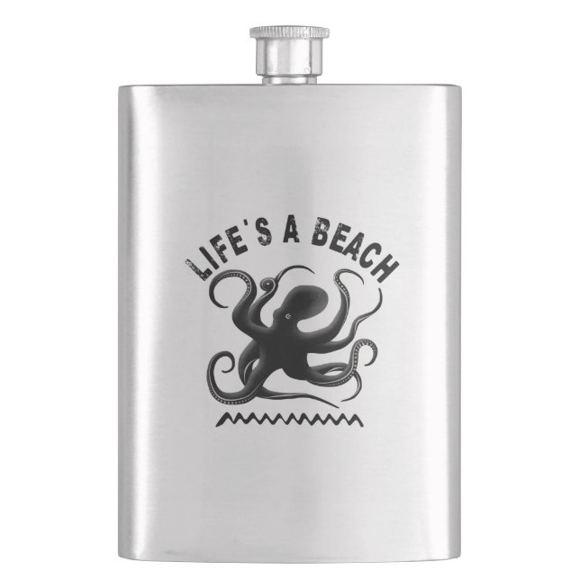 Life's a Beach - Funny Summer Quote Hip Flask (Front)