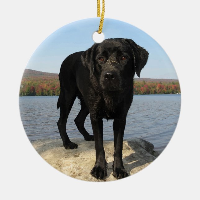 Life's a Beach - Labrador Retriever - Black Lab Ceramic Ornament (Front)