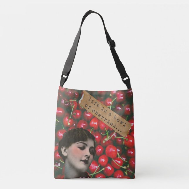 Life's A Bowl of Cherries Altered Art  Crossbody Bag (Back)