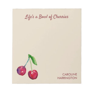 Life's a Bowl of Cherries Cute Girly School Notepad