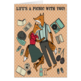 Life's a Picnic With You! - Foxes in Love Card