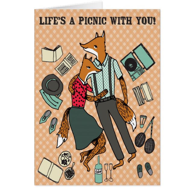 Life's a Picnic With You! - Foxes in Love Card (Front)
