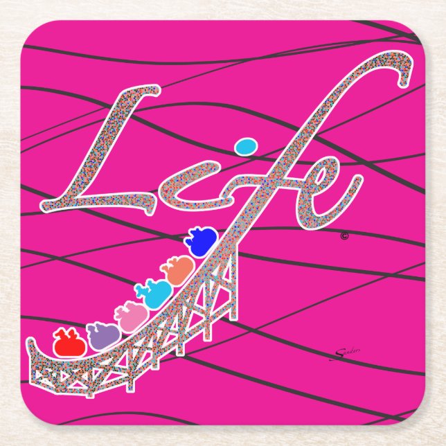 Life's a Roller Coaster-Coaster Square Paper Coaster (Front)