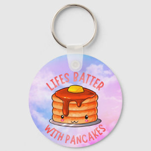 Lifes Batter With Pancakes Cute Pancake Keychain