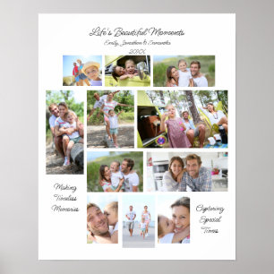 Lifes Beautiful Moments 11 Photos Collage White Poster