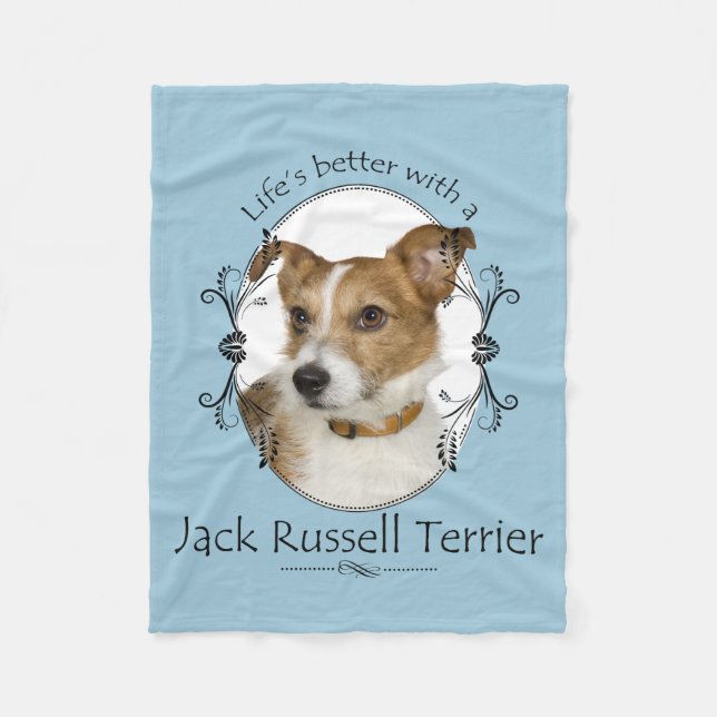 Life's Better Jack Russell Fleece Blanket (Front)