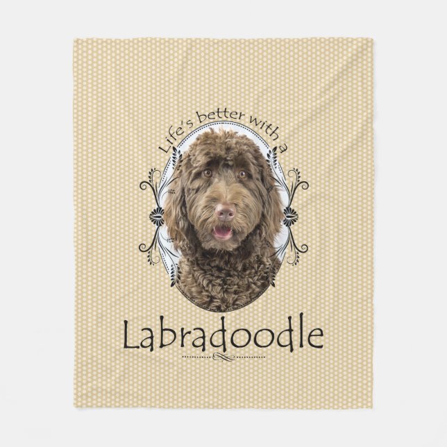 Life's Better Labradoodle Fleece Blanket (Front)