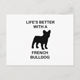 lifes better with a french bulldog postcard