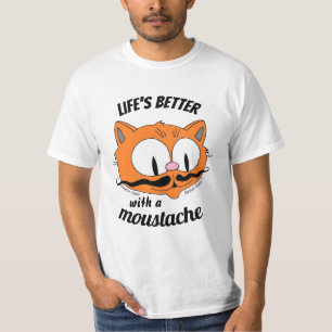 Life's Better with a Moustache Cartoon cat T-Shirt