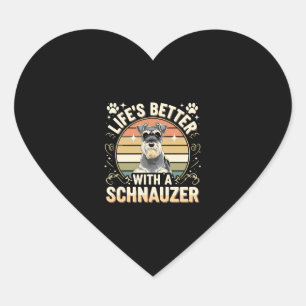 Life's Better With A Schnauzer Retro Dog Lover Heart Sticker