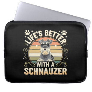Life's Better With A Schnauzer Retro Dog Lover Laptop Sleeve