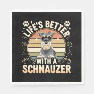 Life's Better With A Schnauzer Retro Dog Lover Napkin