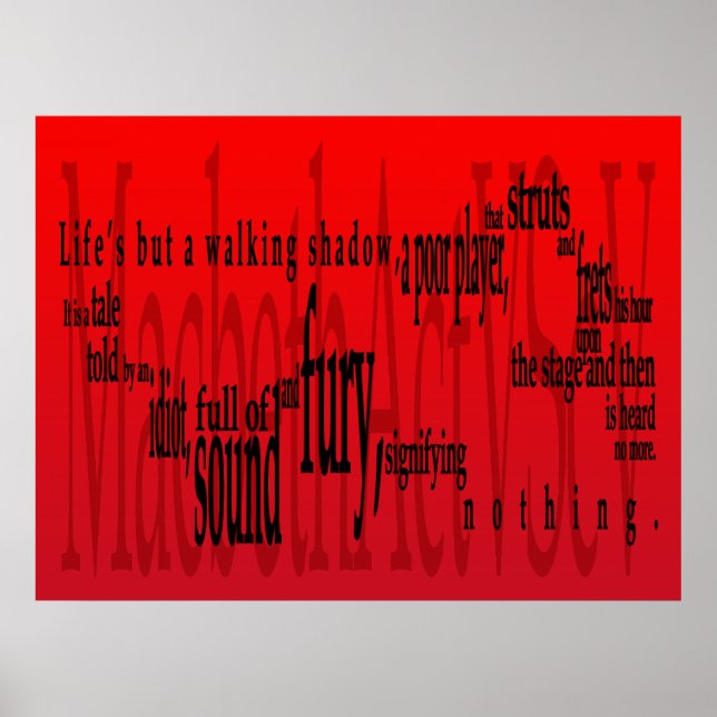 'Life's but a Walking Shadow' Macbeth Shakespeare Poster (Front)