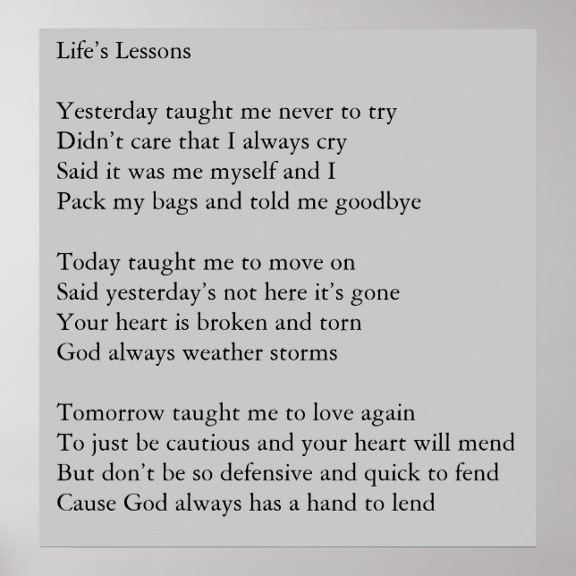 Life's Lessons Poster (Front)