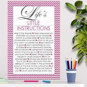 Life's Little Instructions Pink Poster