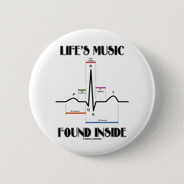 Life's Music Found Inside (ECG/EKG Heartbeat) 2 Inch Round Button (Front)