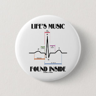 Life's Music Found Inside (ECG/EKG Heartbeat) 2 Inch Round Button
