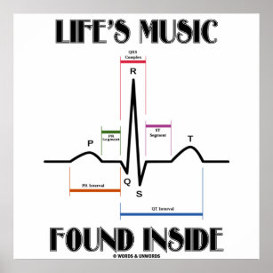 Life's Music Found Inside (ECG/EKG Heartbeat) Poster