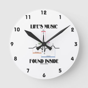 Life's Music Found Inside ECG/EKG Heartbeat Round Clock