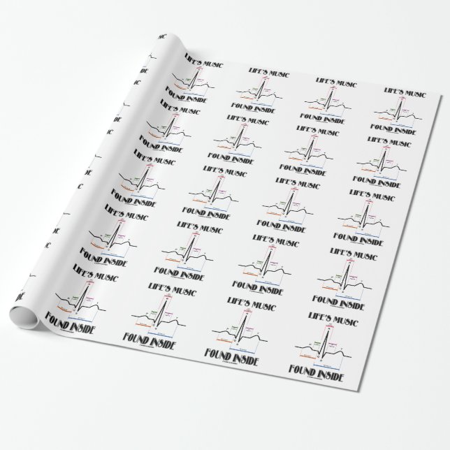 Life's Music Found Inside (ECG/EKG Heartbeat) Wrapping Paper (Unrolled)