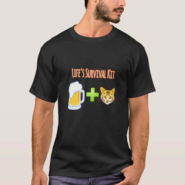 Life's Survival Kit Beer Plus Cats T-Shirt (Front)