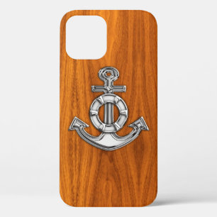 Lifesaver Chrome Style Anchor on Teak Veneer iPhone 12 Pro Case