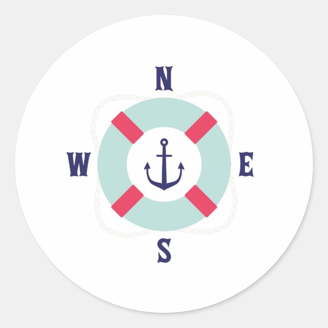 Lifesaver Compass Classic Round Sticker (Front)
