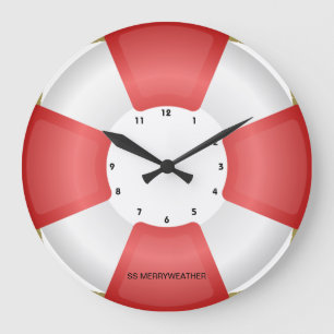 lifesaver lifebuoy nautical clock with own text