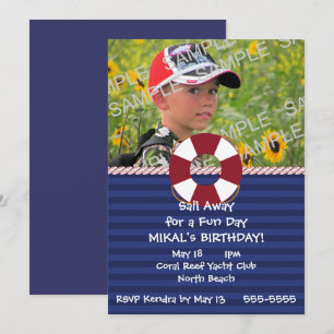 Lifesaver Ring Nautical Birthday Party Invitation