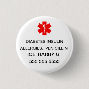 Lifesaving Medical Alert Emergency Details 1 Inch Round Button