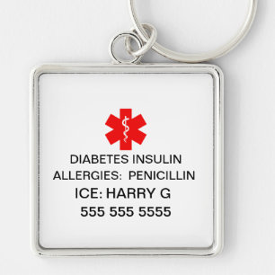 Lifesaving Medical Alert Emergency Details Keychain