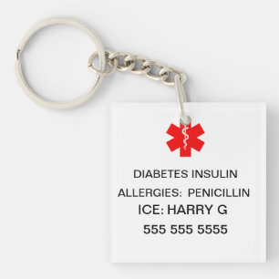 Lifesaving Medical Alert Emergency Details Keychain