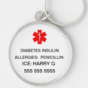 Lifesaving Medical Alert Emergency Details Keychain