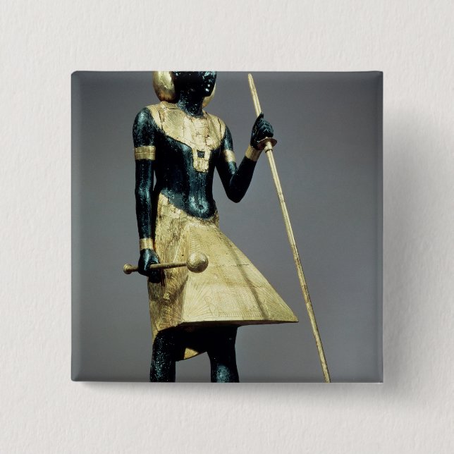 Lifesize statuette of the king 2 inch square button (Front)