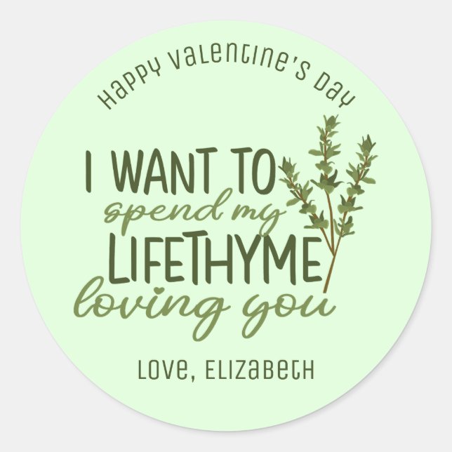 Lifetime Loving You Funny Pun Cute Valentine's Day Classic Round Sticker (Front)