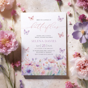 Lifetime of Butterflies Bridal Shower Wildflower Invitation