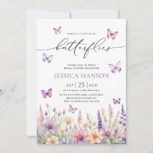 Lifetime of Butterflies Bridal Shower Wildflower  Invitation