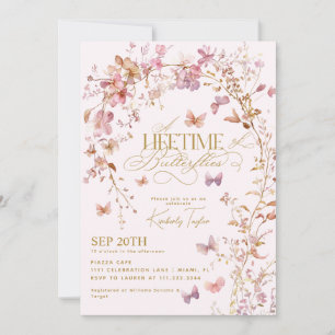 Lifetime of Butterflies Wildflowers Bridal Shower Invitation
