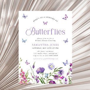 Lifetime of Butterflies Wildflowers Bridal Shower Invitation