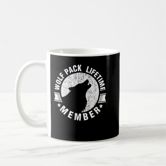 Lifetime Wolf Pack Member Distressed Howling Coffee Mug (Left)